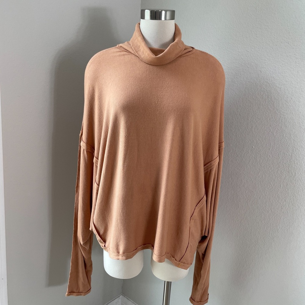 WE‎ THE FREE People Large Alameda Pullover Top Blouse Shirt Acorn Clay Slub